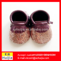 2015 hot sale fancy sequins paillettes upper material fashion newborn baby moccasins shoes